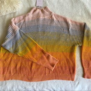 Lauren Conrad funnel neck Rainbow sweater XXL